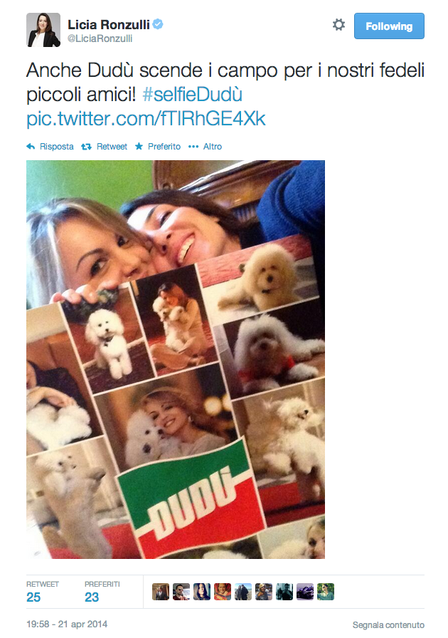 Licia Ronzulli, Dudù e i selfie di Berlusconi
