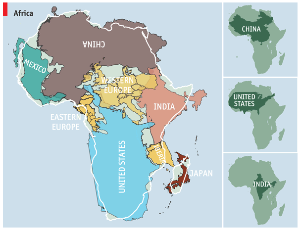 Mappe dei Viaggiatori - TheTrueSizeOfAfrica