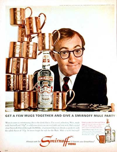 La pubblicità in cui Woody Allen promuove la vodka Smirnoff e il Moscow Mule
